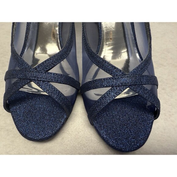 Easy Street Alive 5 Picaboo Sexy See-Thru Navy Glitter  Mesh Heels. Sz 7 1/2 New - Picture 8 of 13